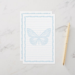Blauw vlinderbriefpapier