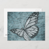  blauw-vlinderCalligrafie-ontwerp Briefkaart (Voorkant / Achterkant)