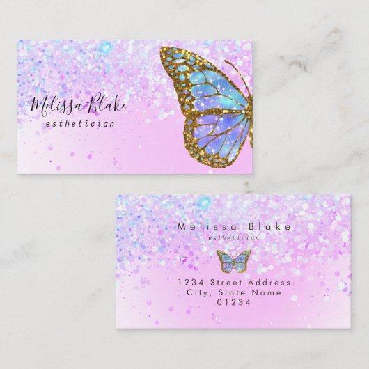 blauw vlinderdarm Visitekaartje (Voorkant / Achterkant)