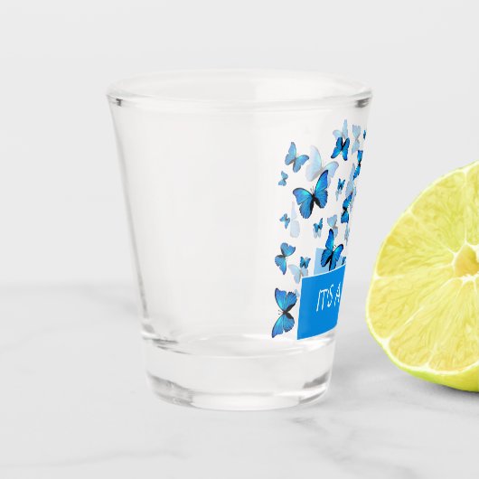 Blauw vlinderglas shot glas (Links)