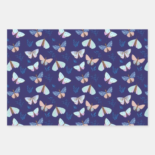 blauw vlinderinpakpapier inpakpapier vel (Voorkant)