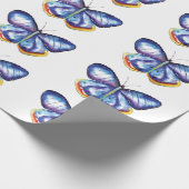 Blauw vlindermatte omslagpapier, 30 x 6 ft cadeaupapier (Hoek)