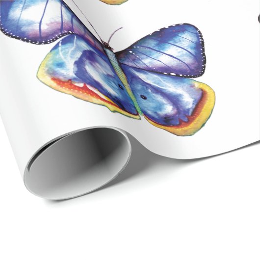 Blauw vlindermatte omslagpapier, 30 x 6 ft cadeaupapier (Rol Hoek)