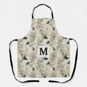 Blauw vlindermonogram met vintage bloemen schort (Voorkant)