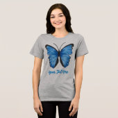  blauw vlinderontwerp Tri-Blend shirt (Voorkant volledig)
