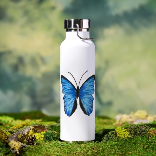  blauw vlinderontwerp waterfles (Buiten (Gedraaid)  )