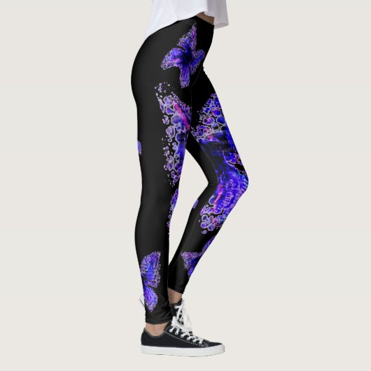 Blauw vlinderpatroon elegant ontwerp, leggings (Rechts)