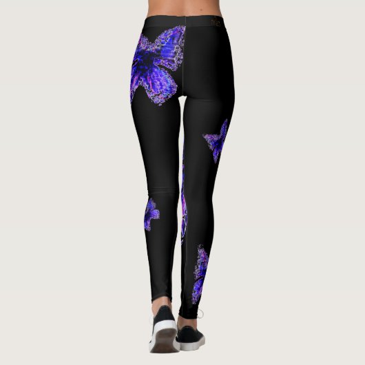 Blauw vlinderpatroon elegant ontwerp, leggings (Achterkant)