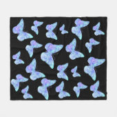 blauw vlinderpatroon fleece deken (Voorkant (Horizontaal))