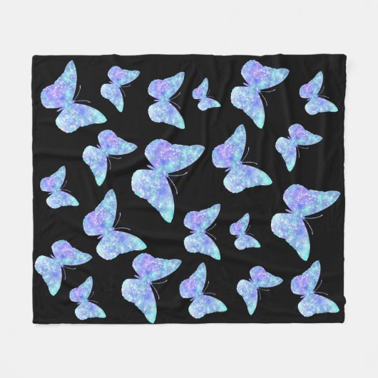 blauw vlinderpatroon fleece deken (Voorkant (Horizontaal))