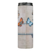 blauw vlinderpatroon gepersonaliseerd reizen thermosbeker (Achterkant)
