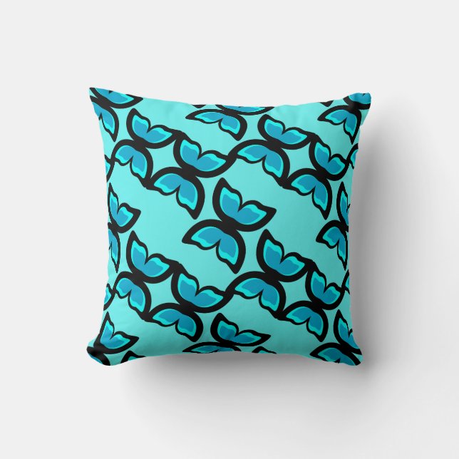 Blauw vlinderpatroon kussen (Voorkant)