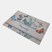  blauw vlinderpatroon, speciaal aangepast deurmat (Schuin)