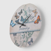  blauw vlinderpatroon, speciaal aangepast grote klok (Hoek)