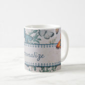  blauw vlinderpatroon, speciaal aangepast koffiemok (Voorkant rechts)