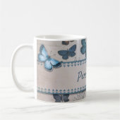  blauw vlinderpatroon, speciaal aangepast koffiemok (Links)