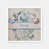  blauw vlinderpatroon, speciaal aangepast servet (Voorkant)