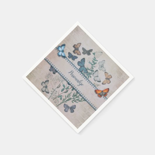  blauw vlinderpatroon, speciaal aangepast servet (Hoek)