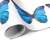 Blauw vlindervloerpapier cadeaupapier (Rol Hoek)