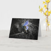 blauw vlinderwenskaart kaart (Gele Bloem)