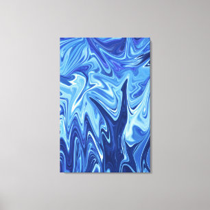 Blauw vloeibaar abstract patroon canvas afdruk
