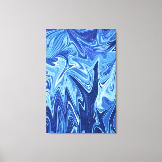 Blauw vloeibaar abstract patroon canvas afdruk (Voorkant)