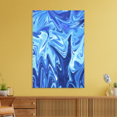 Blauw vloeibaar abstract patroon canvas afdruk (Insitu (Woonkamer))