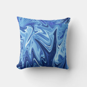 Blauw vloeibaar abstract patroon kussen