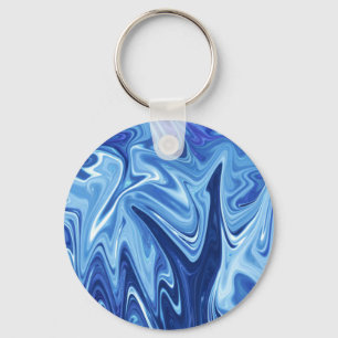 Blauw vloeibaar abstract patroon sleutelhanger