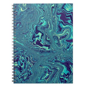 Blauw Vloeibare Marmer Abstract Patroon Notitieboek