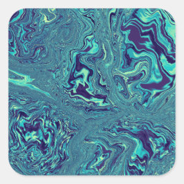 Blauw Vloeibare Marmer Abstract Patroon Vierkante Sticker