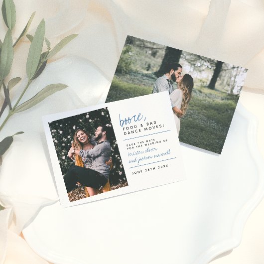 Blauw | Voedsel en slechte dansbewegingen opslaan  Save The Date