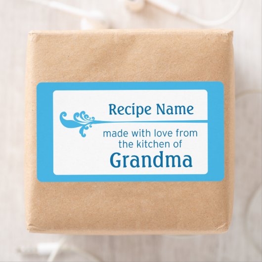 Blauw voedseletiket etiket (Insitu)