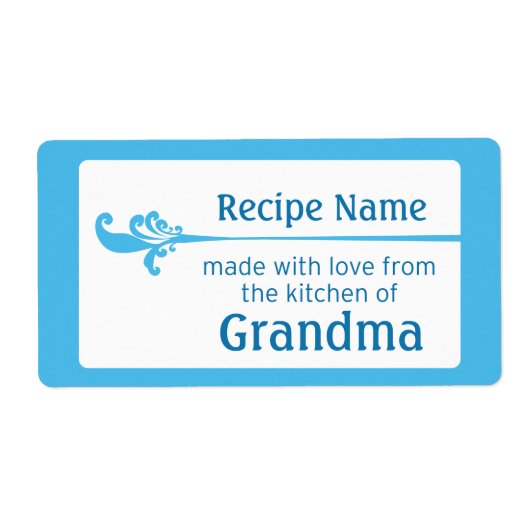 Blauw voedseletiket etiket (Voorkant)