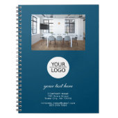 Blauw Voeg je Logo aangepaste promotiefoto toe Notitieboek (Voorkant)