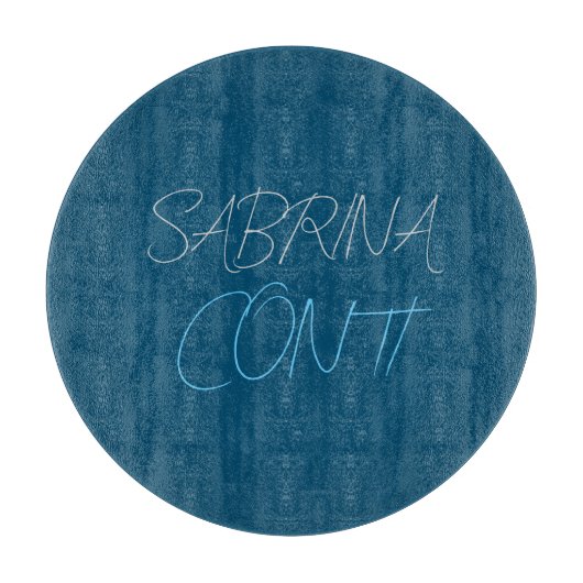 Blauw Voeg Naam Moderne Minimalistische Vlakte toe Snijplank (Voorkant)