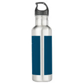 Blauw Voeg Naam Moderne Minimalistische Vlakte toe Waterfles (Achterkant)