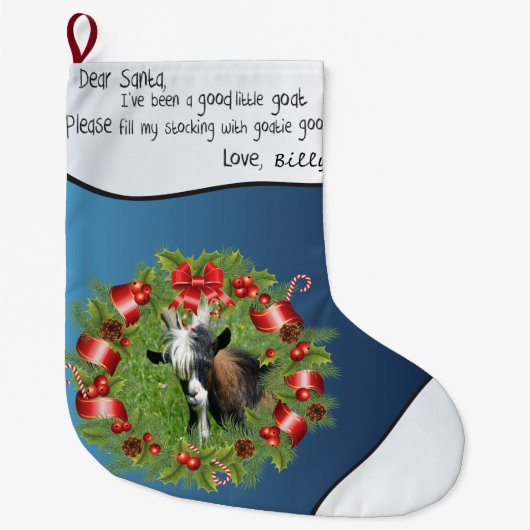Blauw VOEG UW GOAT foto TOE - noem Beste kerstman Grote Kerstsok (Voorkant)