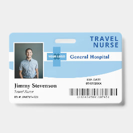 Blauw Voeg uw logo toe Ziekenhuis Personeel Foto I Badge