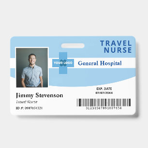 Blauw Voeg uw logo toe Ziekenhuis Personeel Foto I Badge