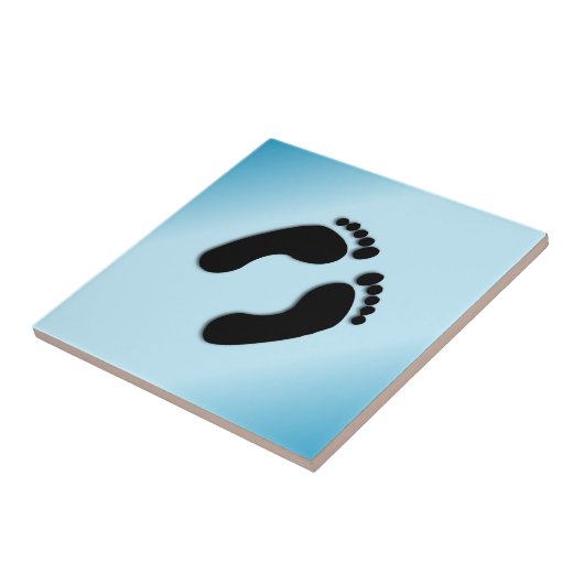 Blauw voetafdrukken tegeltje (Zijkant)