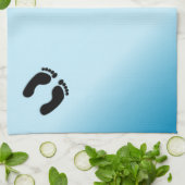 Blauw voetafdrukken theedoek (Gevouwen)