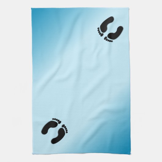 Blauw voetafdrukken theedoek (Verticaal)