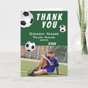 Blauw Voetbal Bedankt Coach Fotokaart