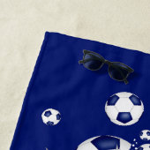 Blauw voetbal blowout haar naam jersey nummer strandlaken (In situ)