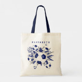 blauw voetbal blowout meisjes naam tote bag (Achterkant)