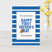 Blauw Voetbal Broer 1ste Vaderdag Kaart (Gele Bloem)