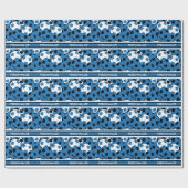 Blauw Voetbal collage Cadeaupapier (Vlak)