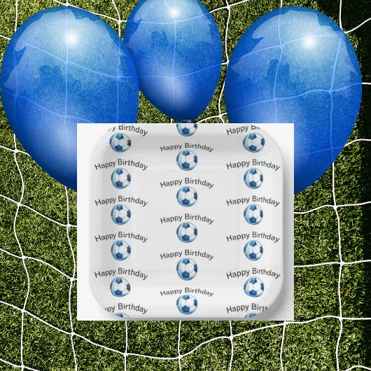 Blauw Voetbal Custom Verjaardagsfeest Papieren Bordje