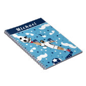 Blauw Voetbal Doelman Keeper Speler's Kindernaam  Notitieboek (Rechterzijde)